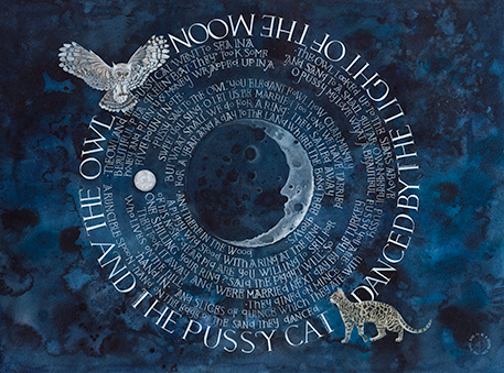 The Owl and the Pussycat- a  Calligraphy art print by Tess Cooling